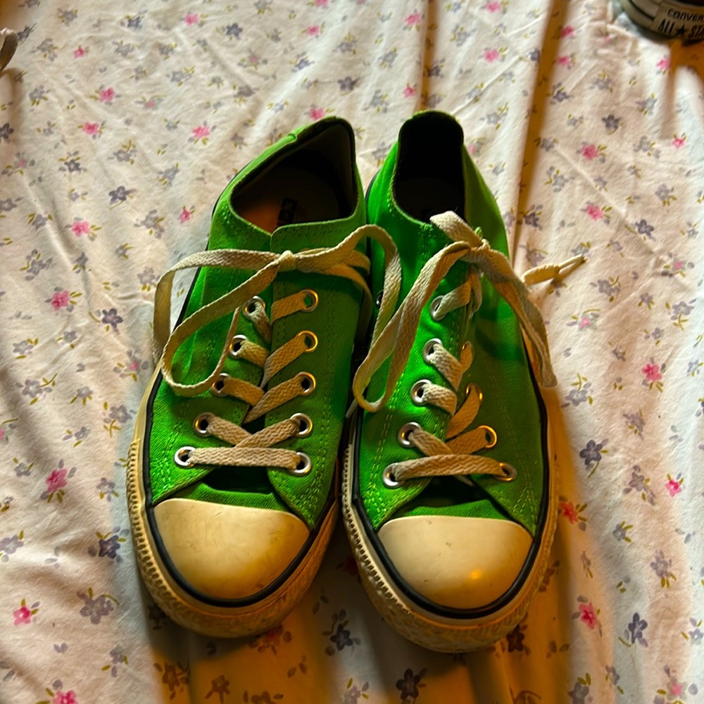 Bright Green Converse All-Stars sneakers size 7.